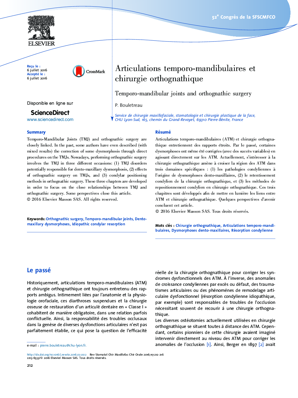 Articulations temporo-mandibulaires et chirurgie orthognathique