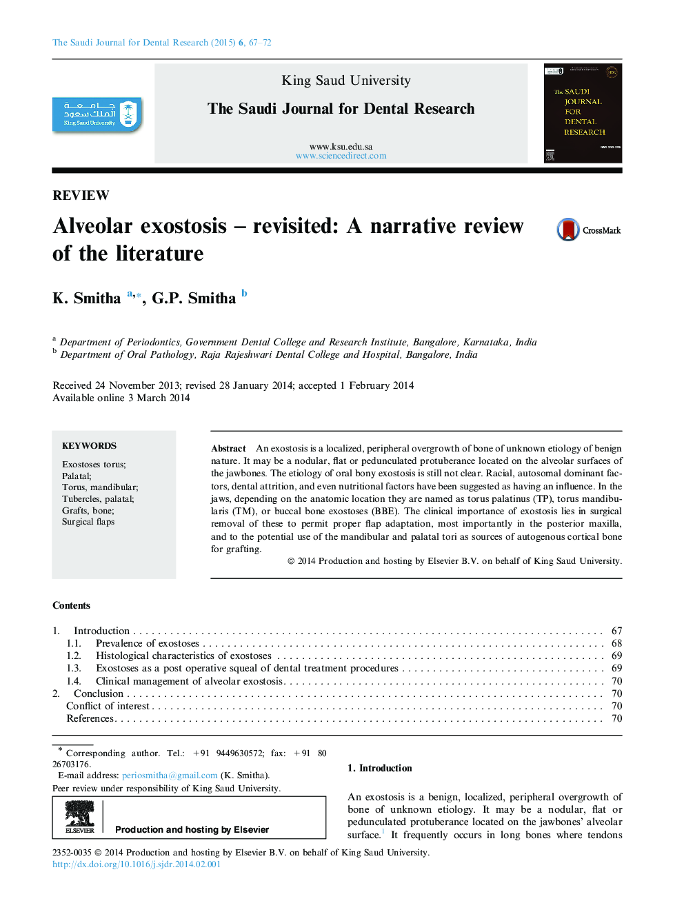 Alveolar exostosis – revisited: A narrative review of the literature 