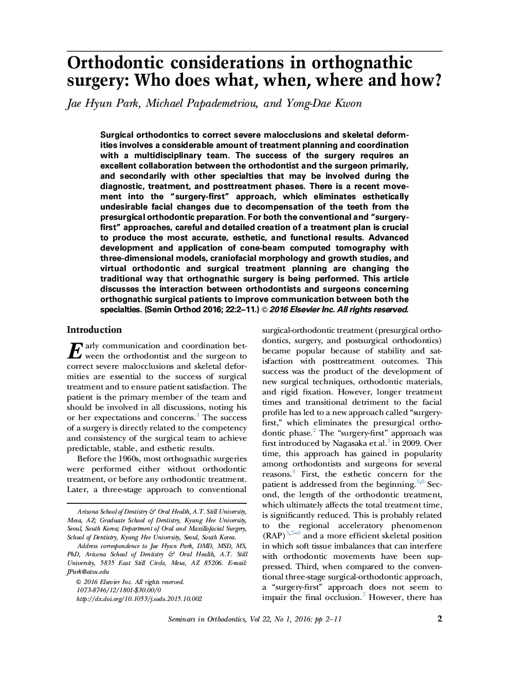 Orthodontic considerations in orthognathic surgery: Who does what, when, where and how?