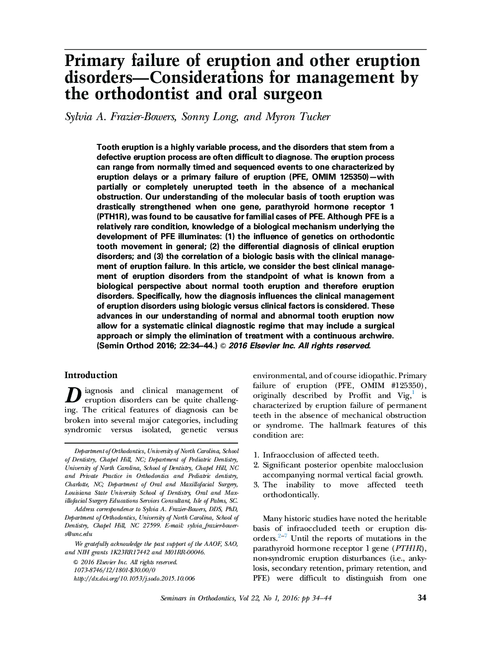 Primary failure of eruption and other eruption disorders—Considerations for management by the orthodontist and oral surgeon 