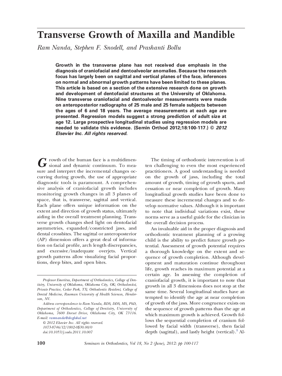 Transverse Growth of Maxilla and Mandible