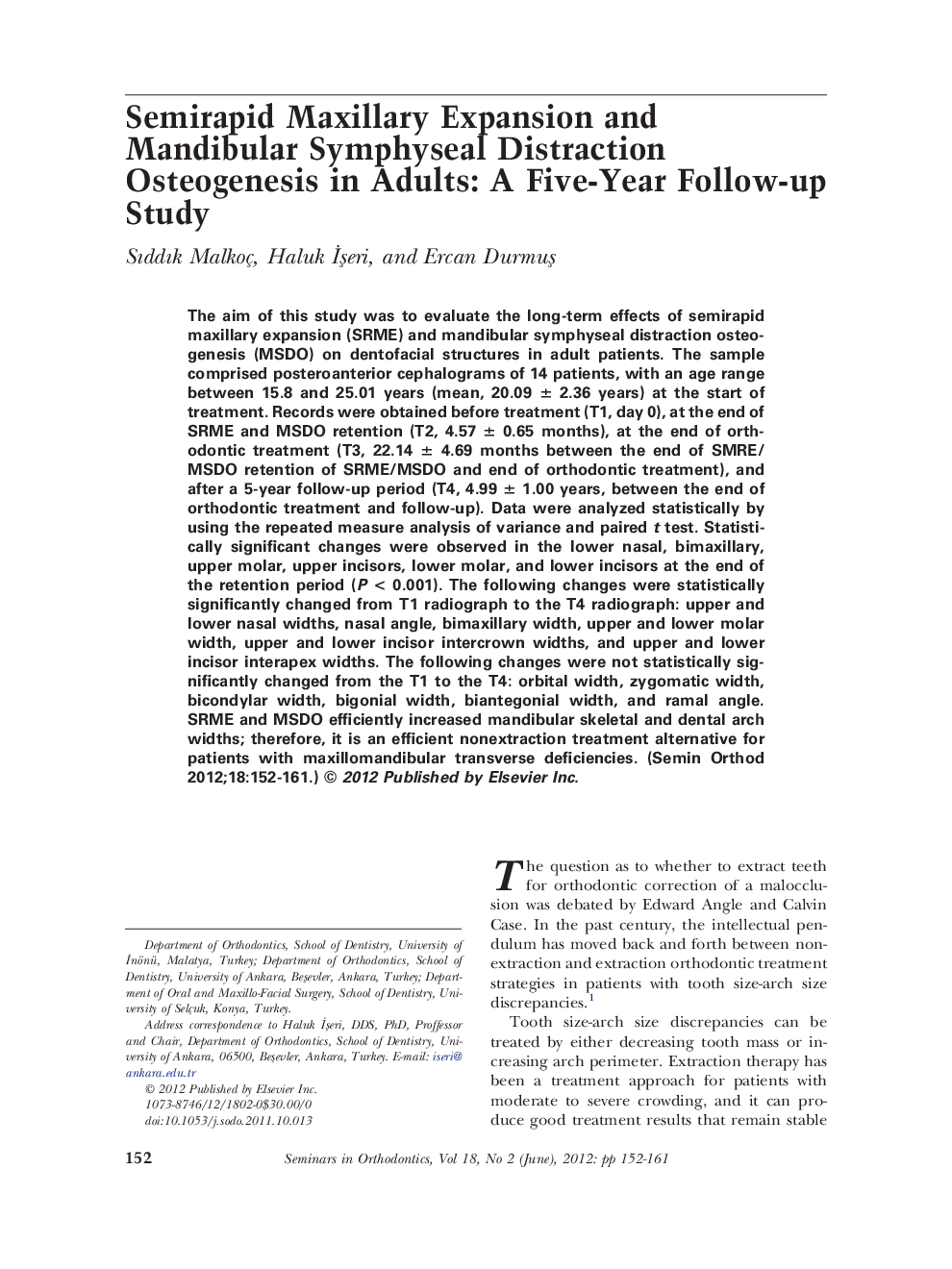 Semirapid Maxillary Expansion and Mandibular Symphyseal Distraction Osteogenesis in Adults: A Five-Year Follow-up Study