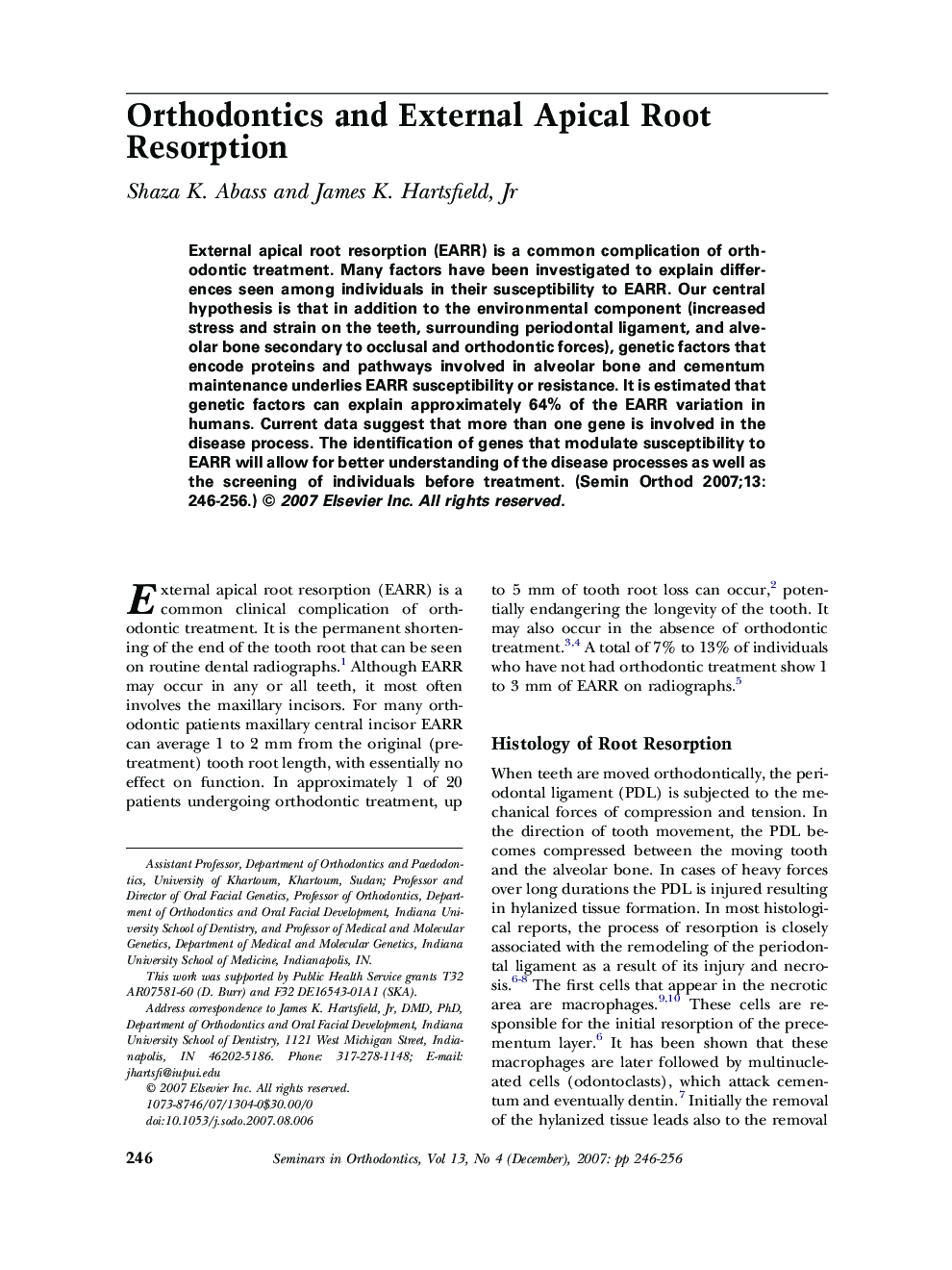 Orthodontics and External Apical Root Resorption 