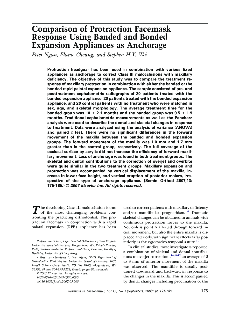 Comparison of Protraction Facemask Response Using Banded and Bonded Expansion Appliances as Anchorage