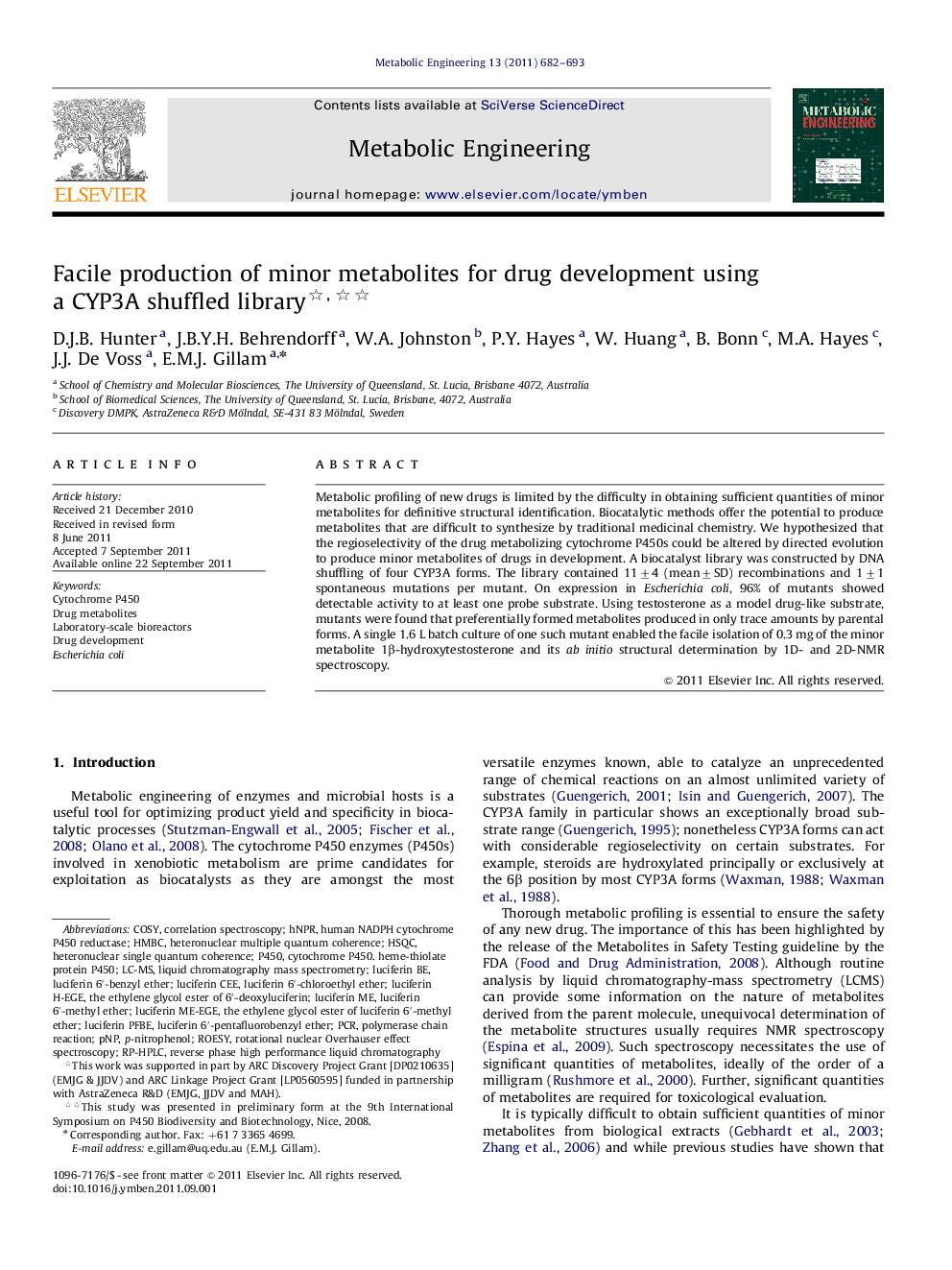 Facile production of minor metabolites for drug development using a CYP3A shuffled library 