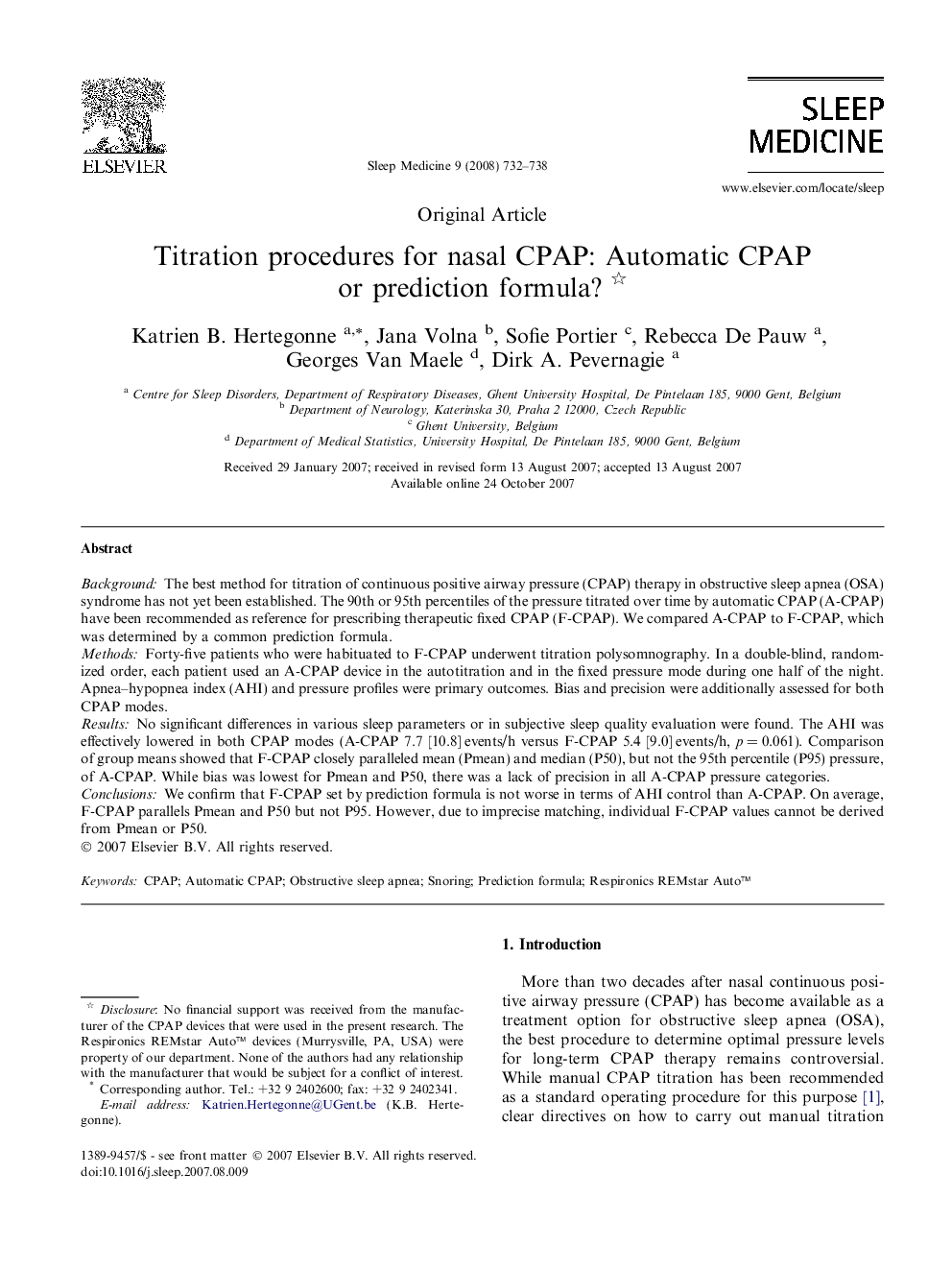 Titration procedures for nasal CPAP: Automatic CPAP or prediction formula? 