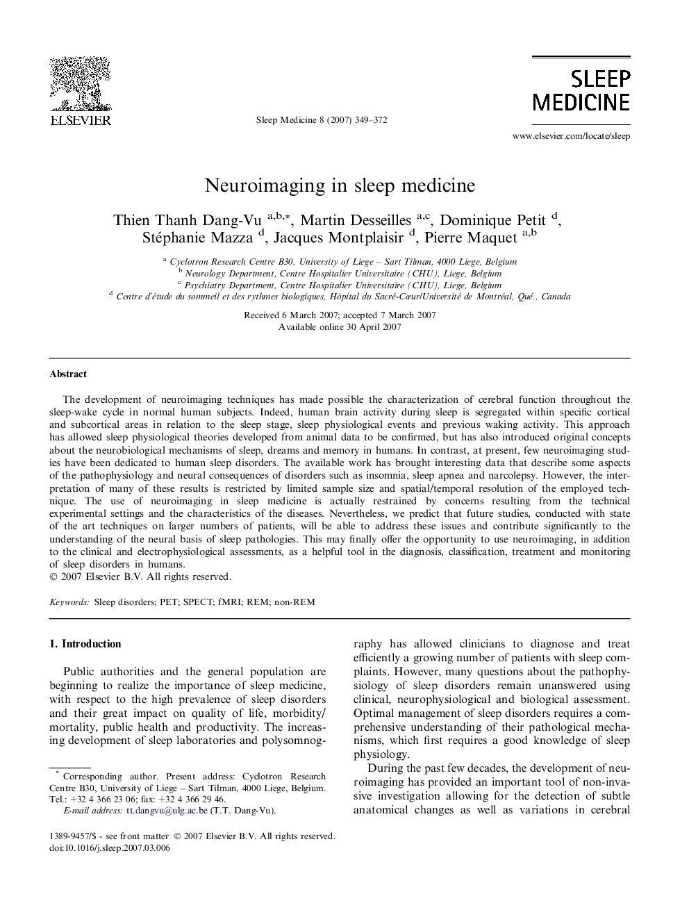 Neuroimaging in sleep medicine