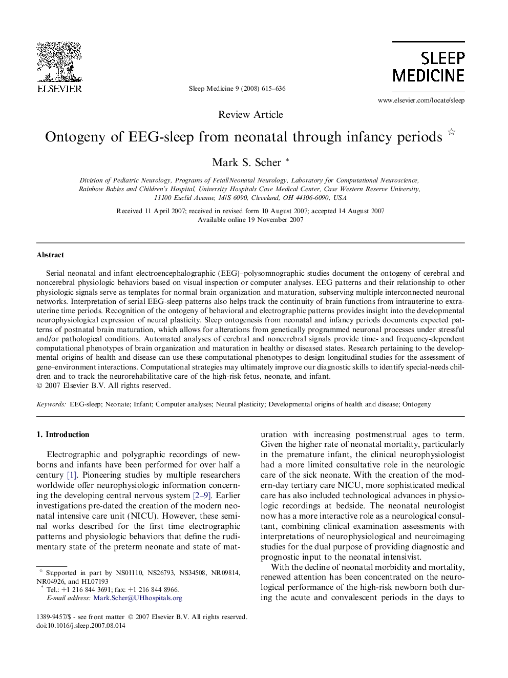 Ontogeny of EEG-sleep from neonatal through infancy periods 