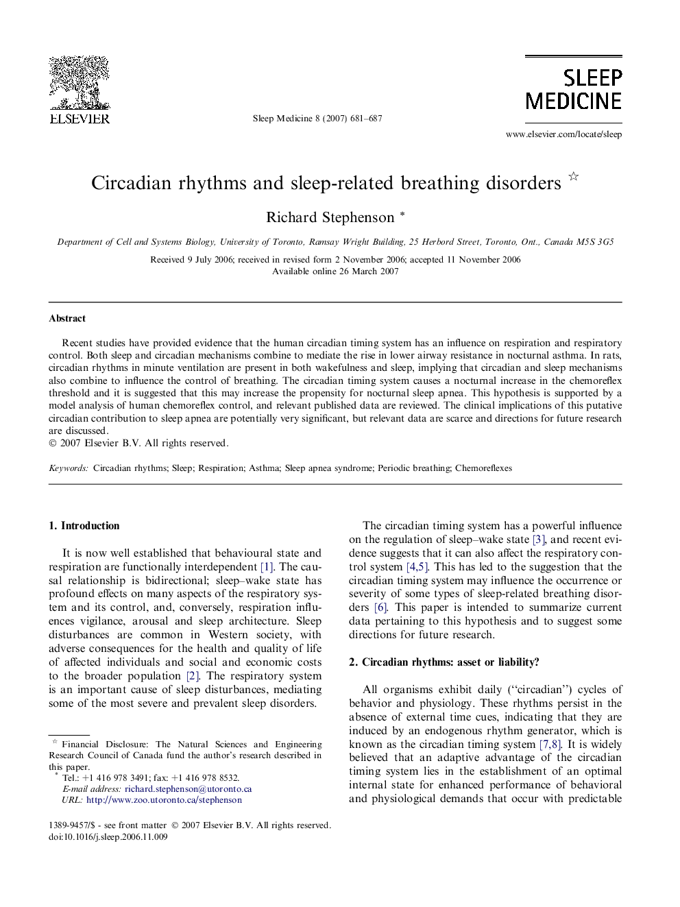 Circadian rhythms and sleep-related breathing disorders 