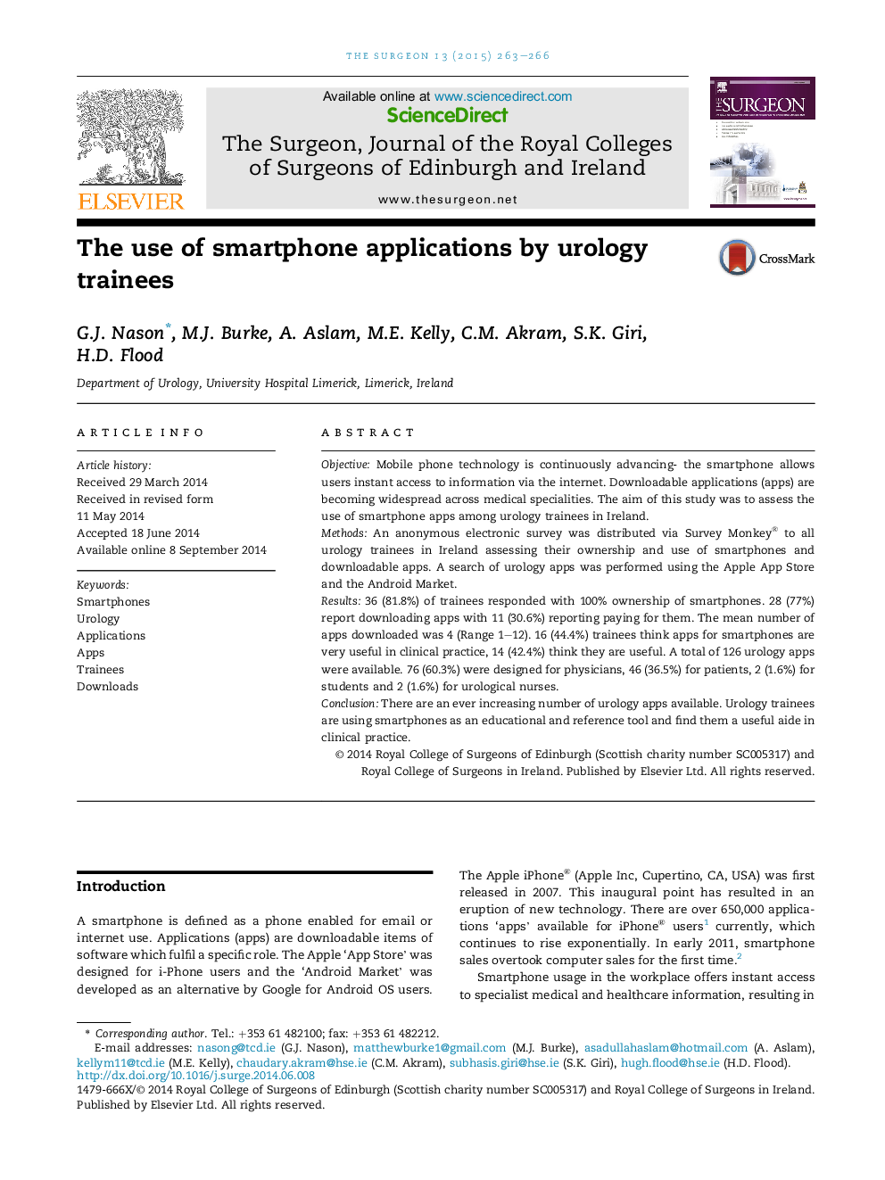 The use of smartphone applications by urology trainees