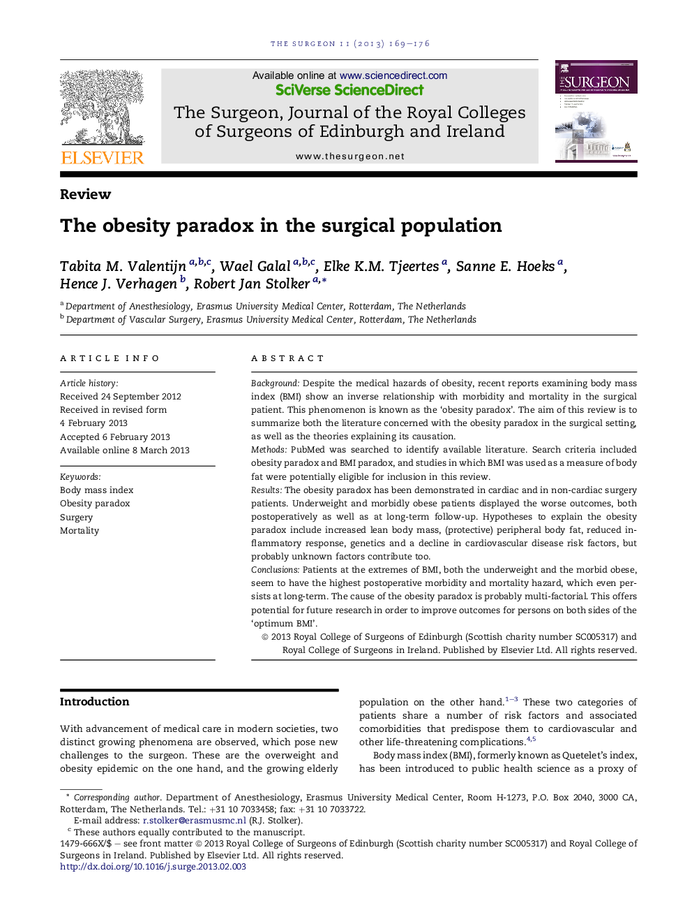 The obesity paradox in the surgical population