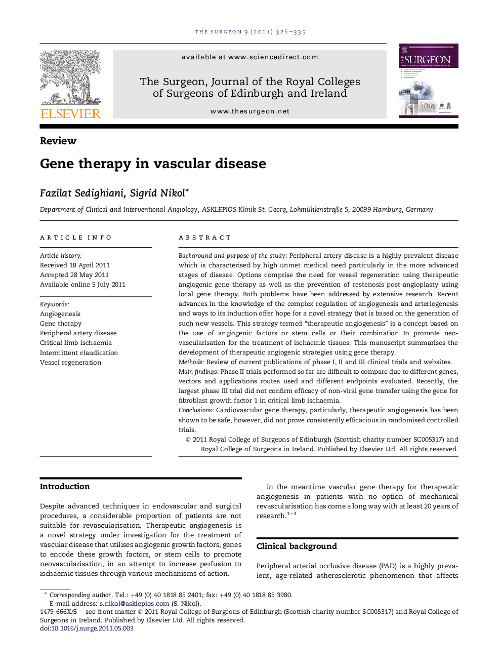 Gene therapy in vascular disease