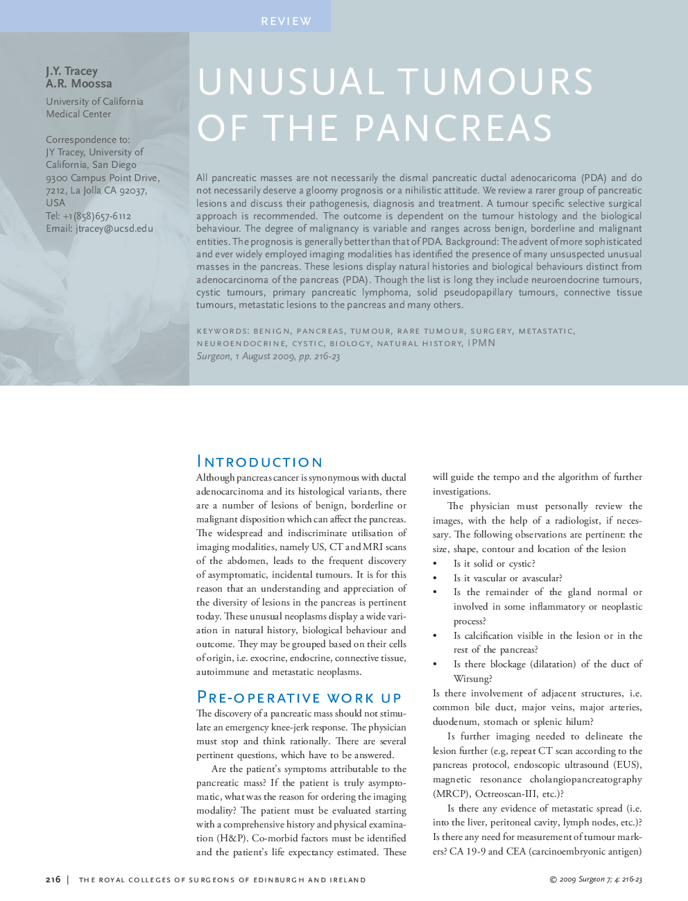 Unusual tumours of the pancreas