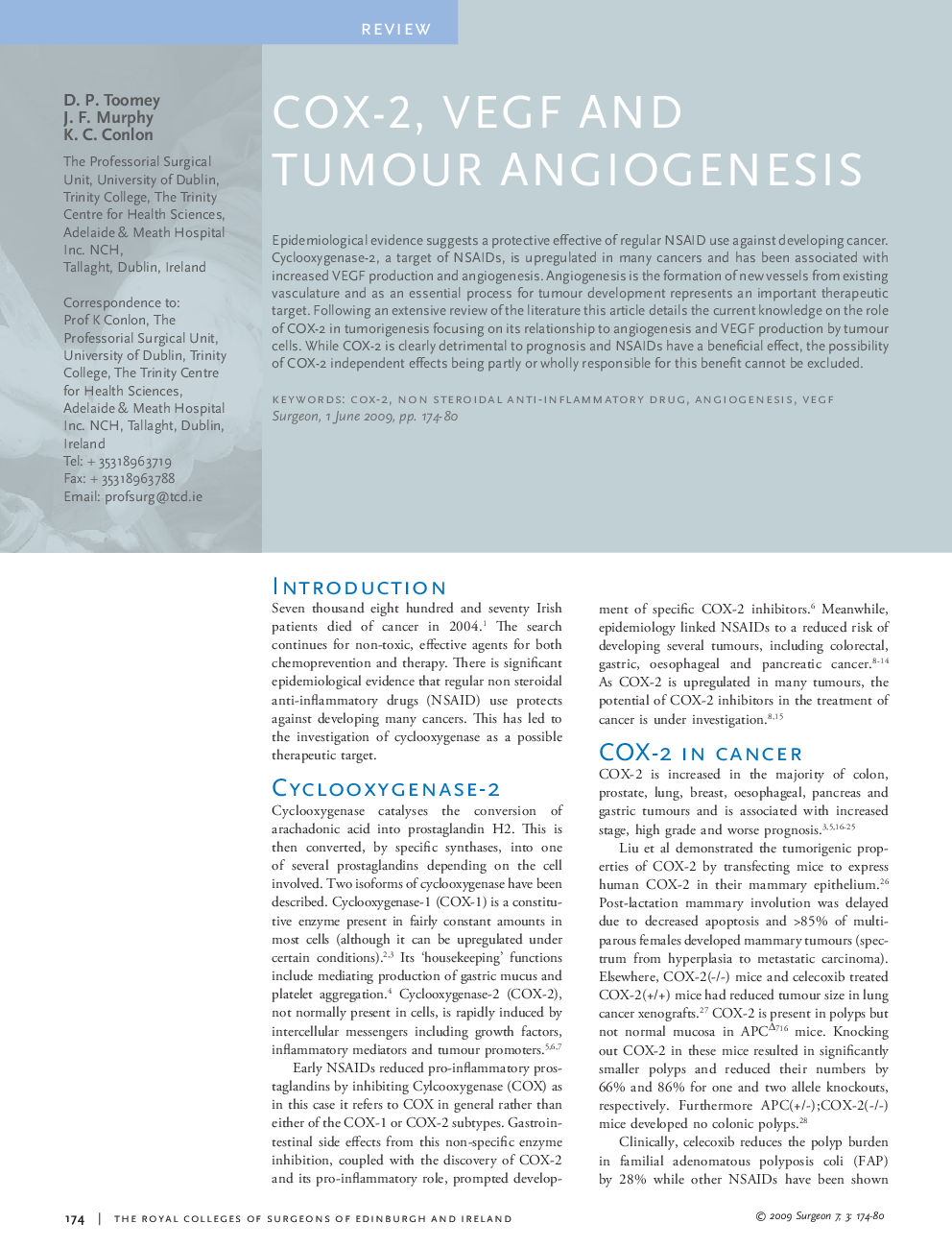 عکس صفحه اول مقاله: COX-2, VEGF and tumour angiogenesis COX-2, VEGF and tumour angiogenesis