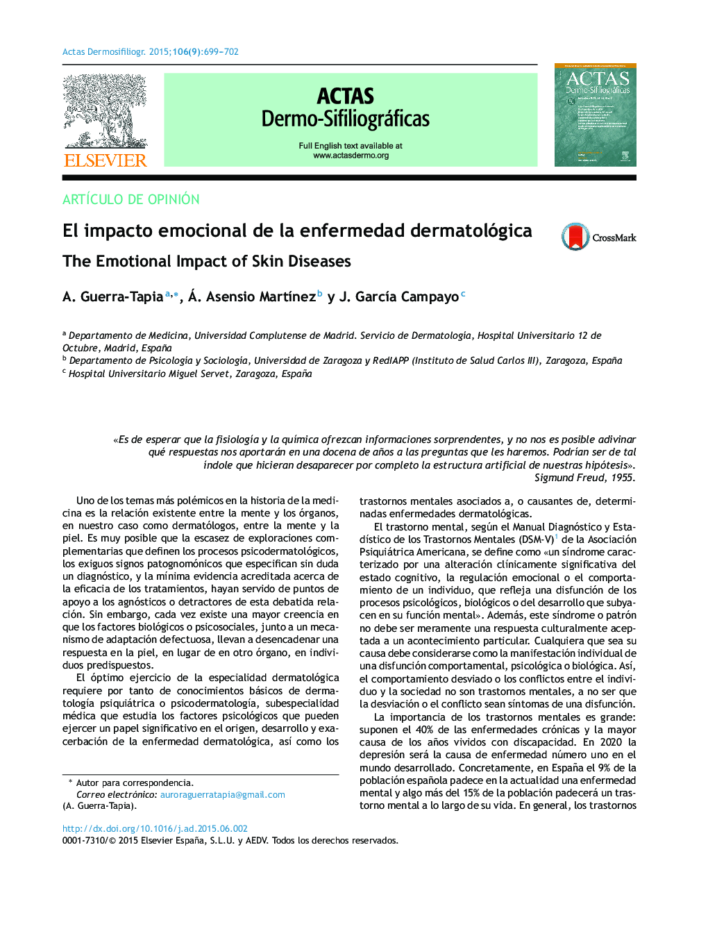 El impacto emocional de la enfermedad dermatológica