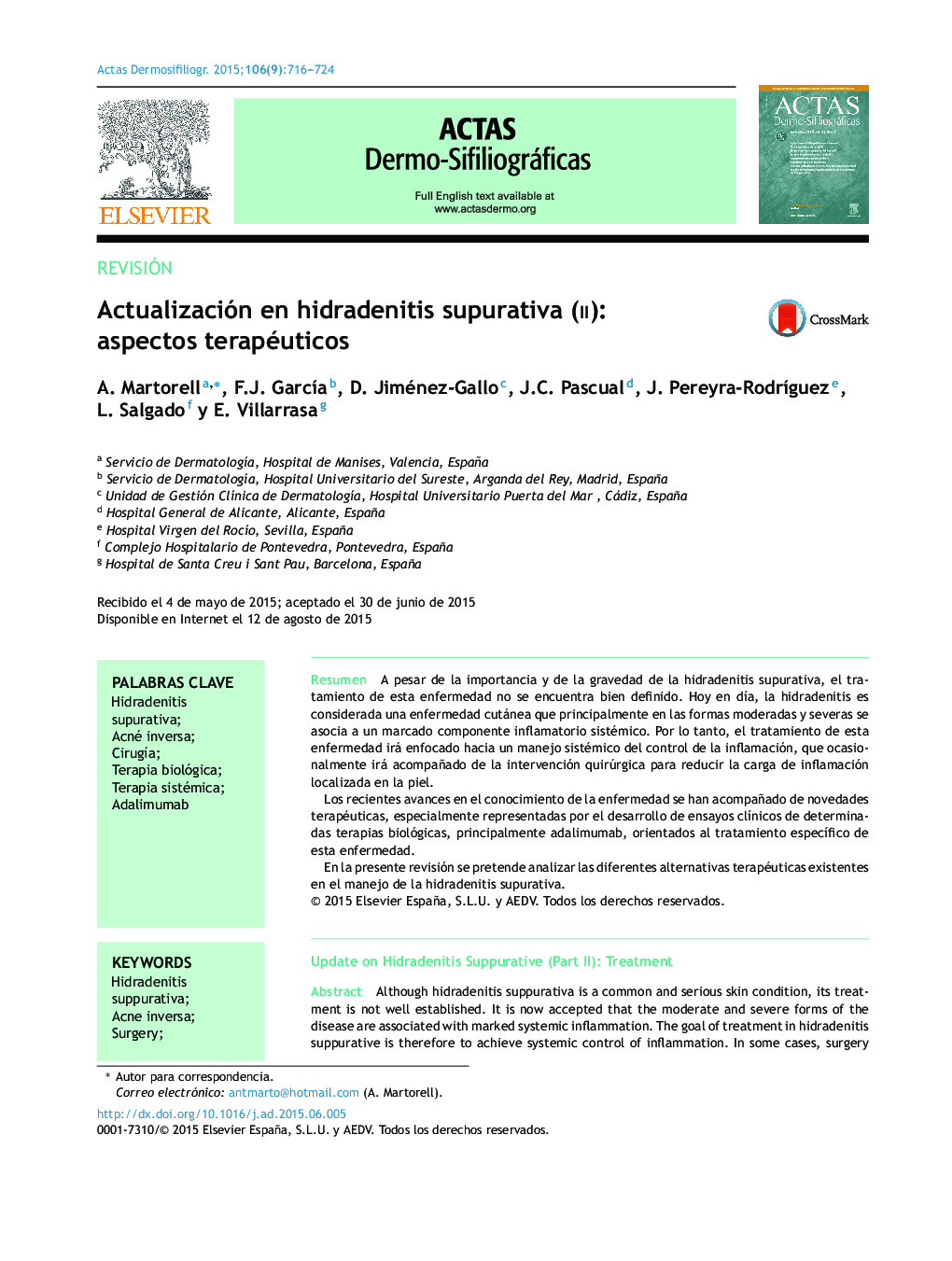 Actualización en hidradenitis supurativa (ii): aspectos terapéuticos