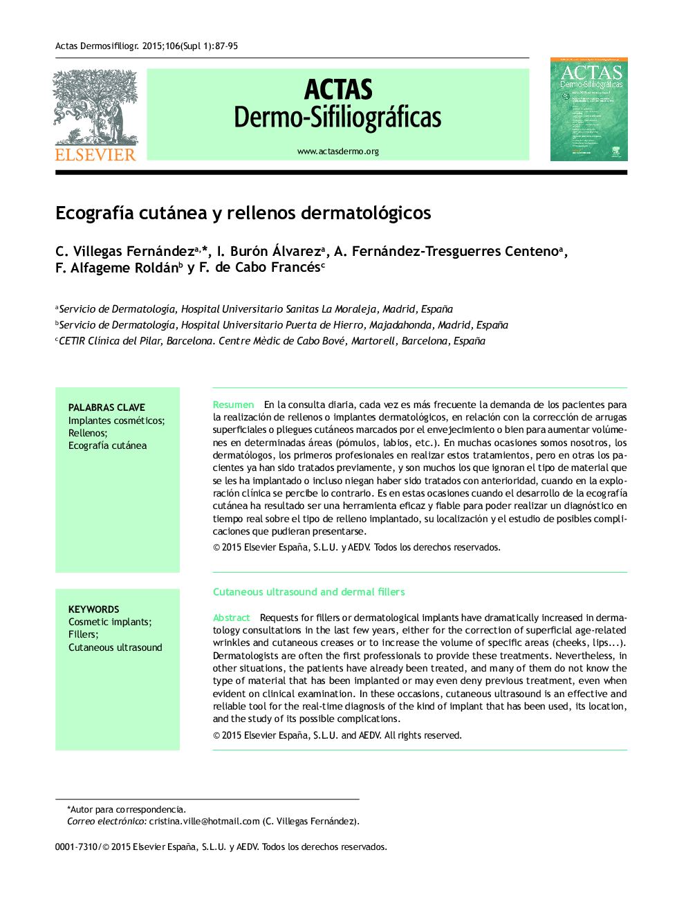 Ecografía cutánea y rellenos dermatológicos