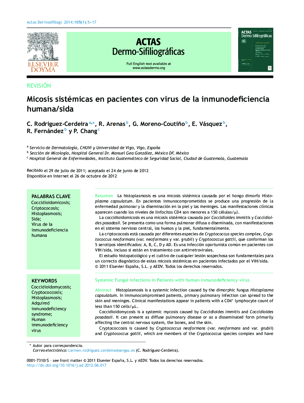 Micosis sistémicas en pacientes con virus de la inmunodeficiencia humana/sida