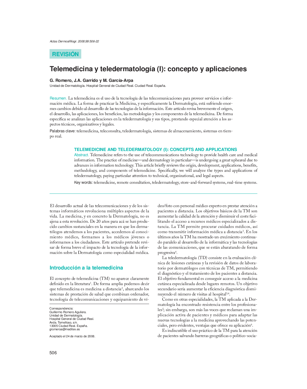 Telemedicina y teledermatología (I): concepto y aplicaciones