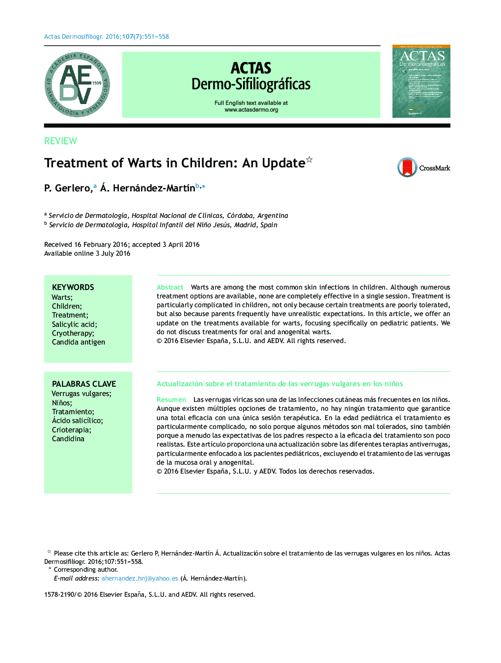 Treatment of Warts in Children: An Update 