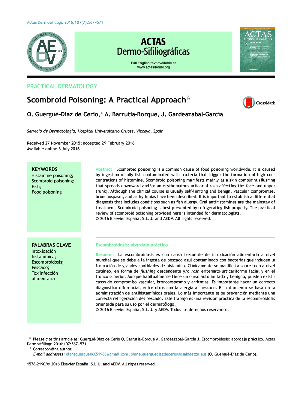 Scombroid Poisoning: A Practical Approach 