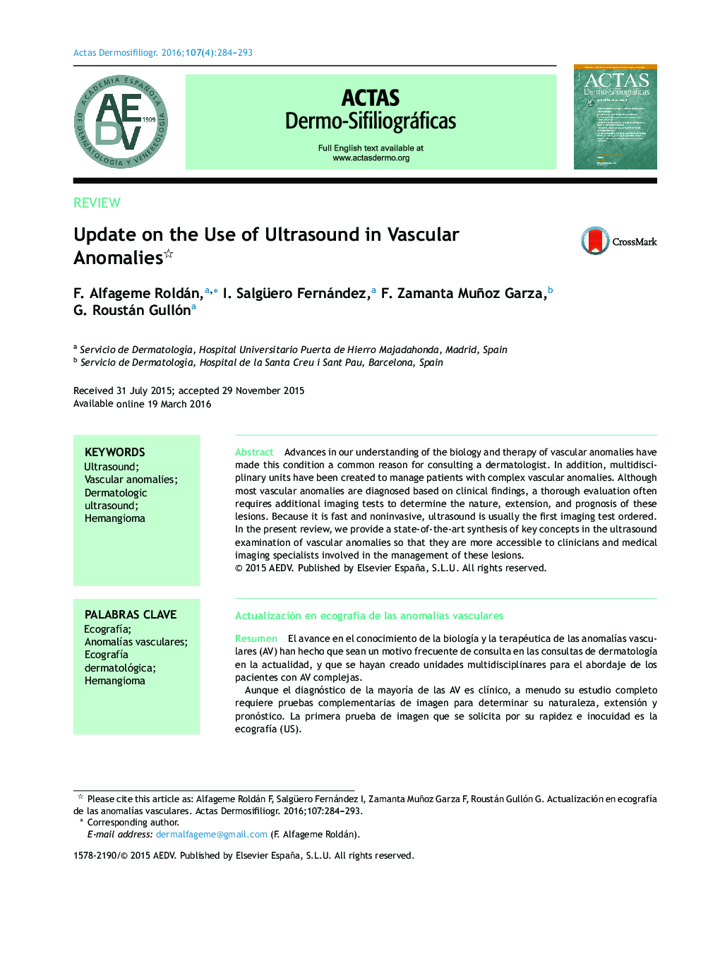 Update on the Use of Ultrasound in Vascular Anomalies 
