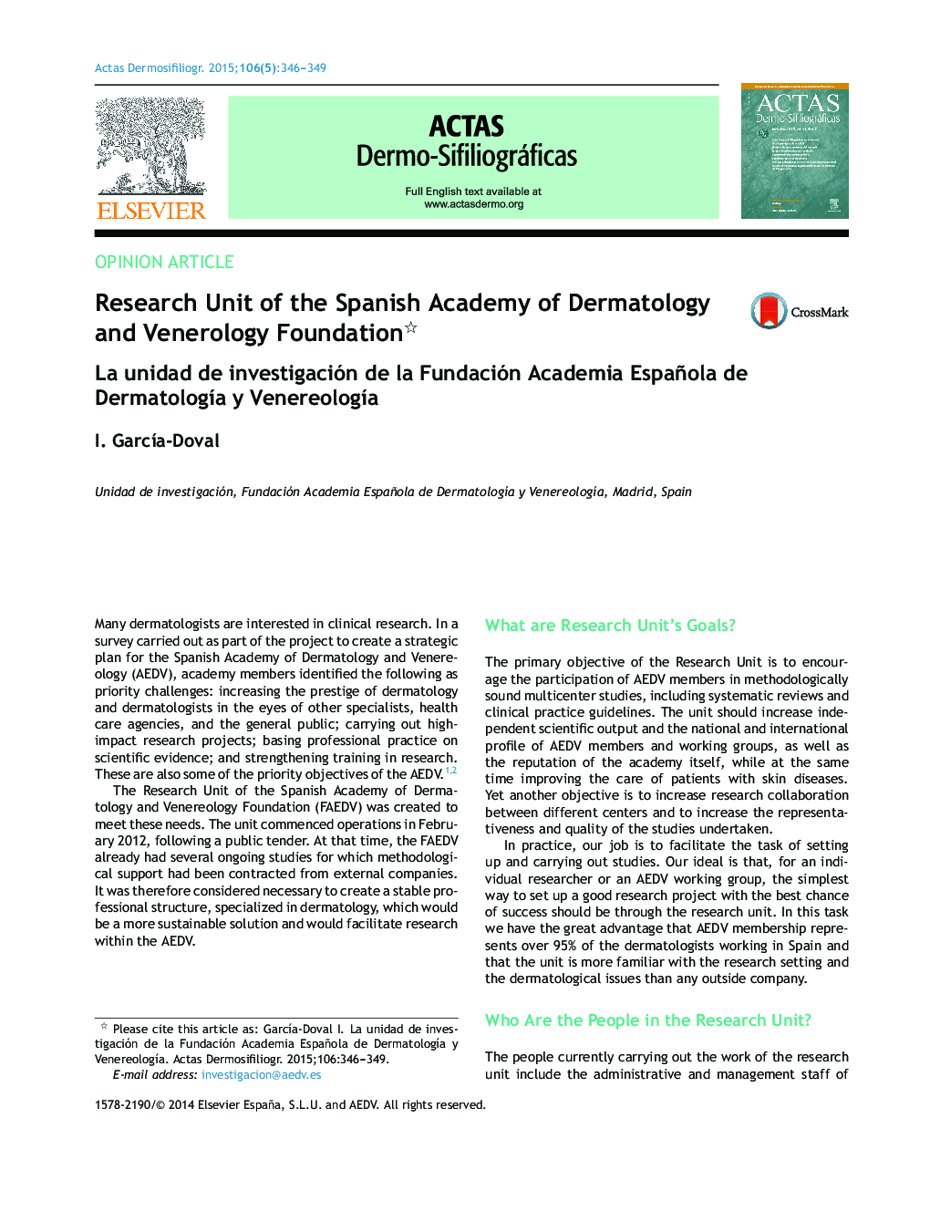 Research Unit of the Spanish Academy of Dermatology and Venerology Foundation