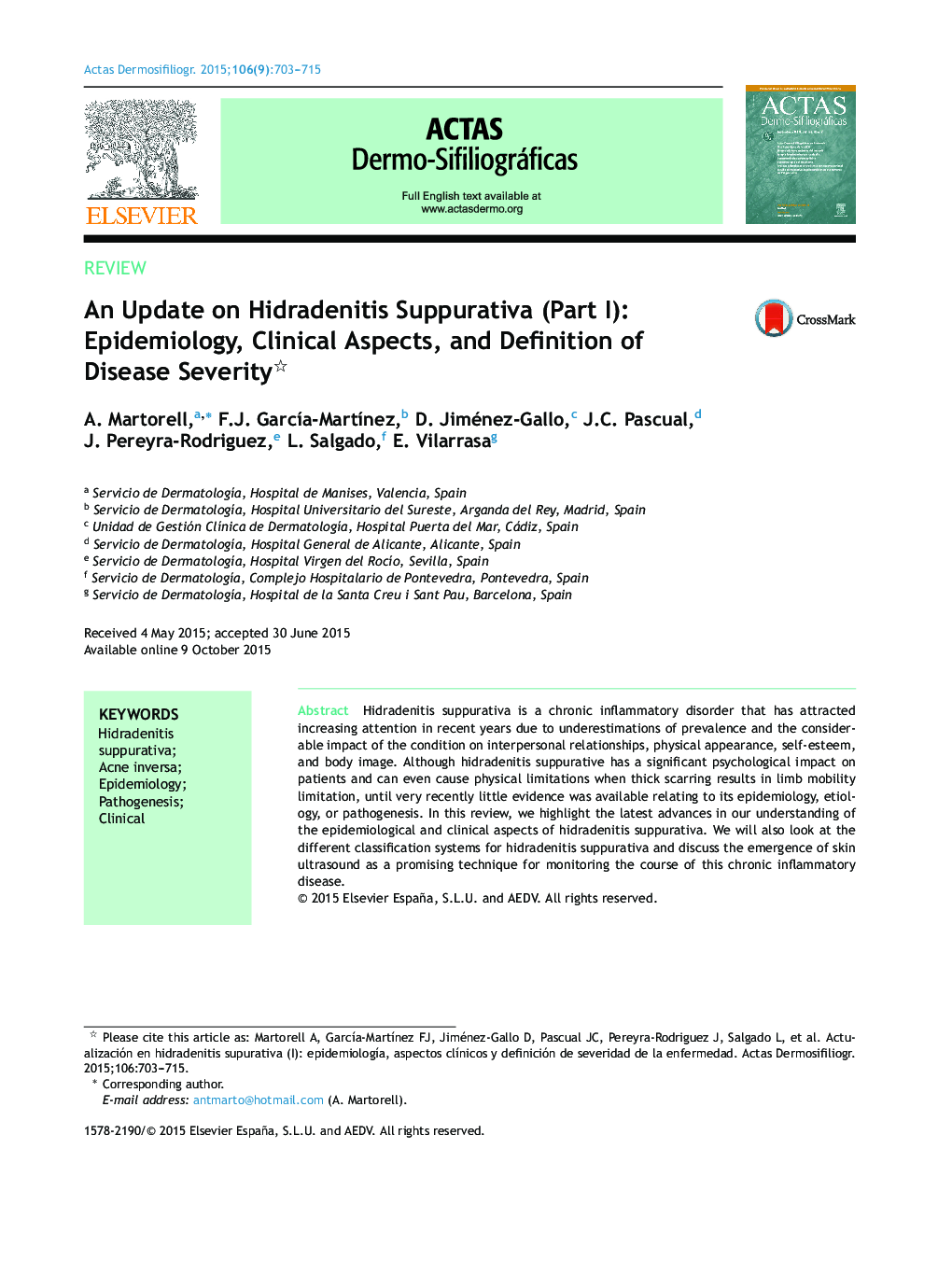 An Update on Hidradenitis Suppurativa (Part I): Epidemiology, Clinical Aspects, and Definition of Disease Severity 