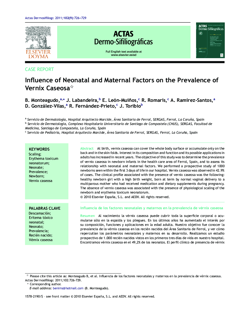 Influence of Neonatal and Maternal Factors on the Prevalence of Vernix Caseosa 