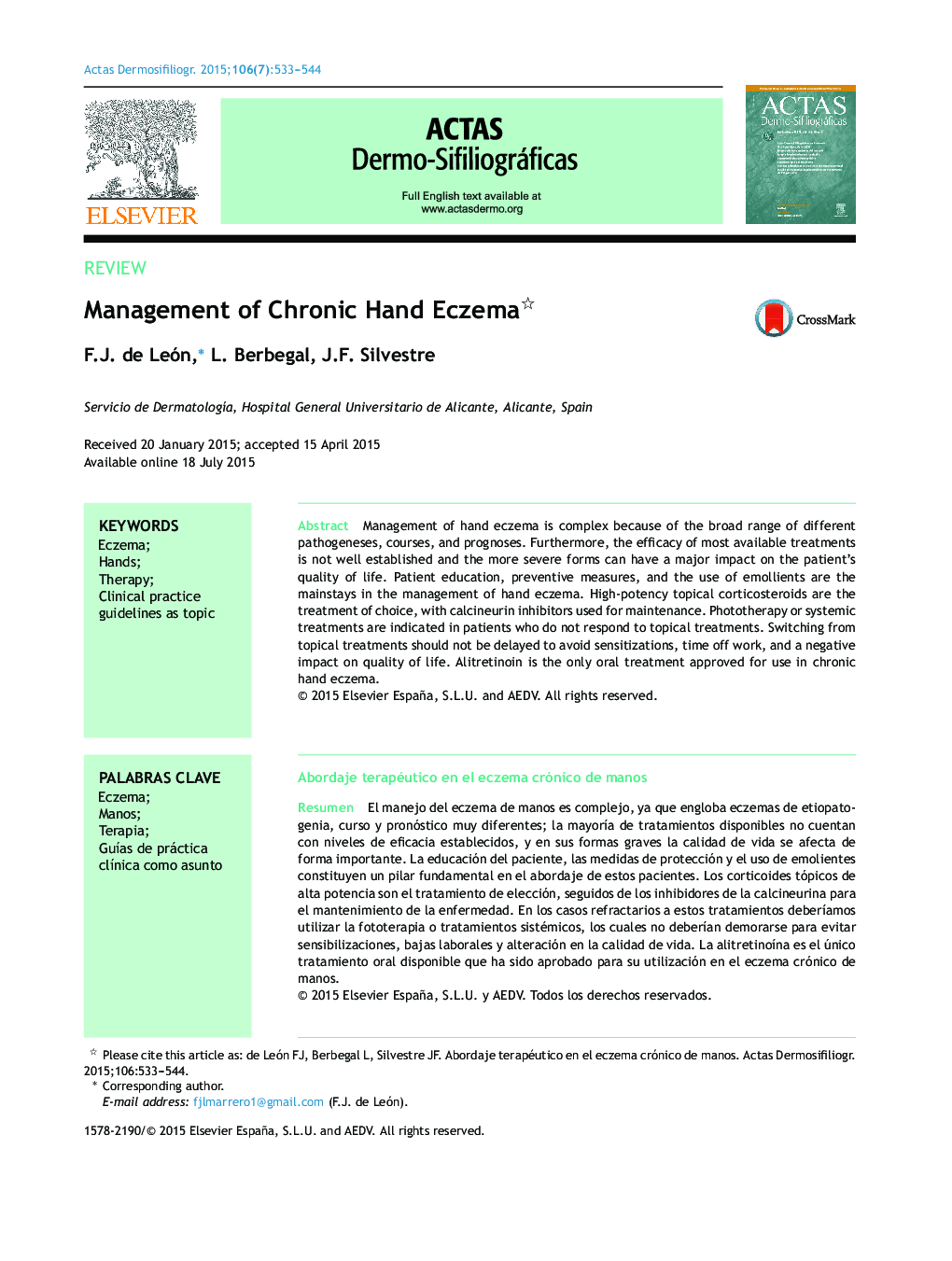 Management of Chronic Hand Eczema 