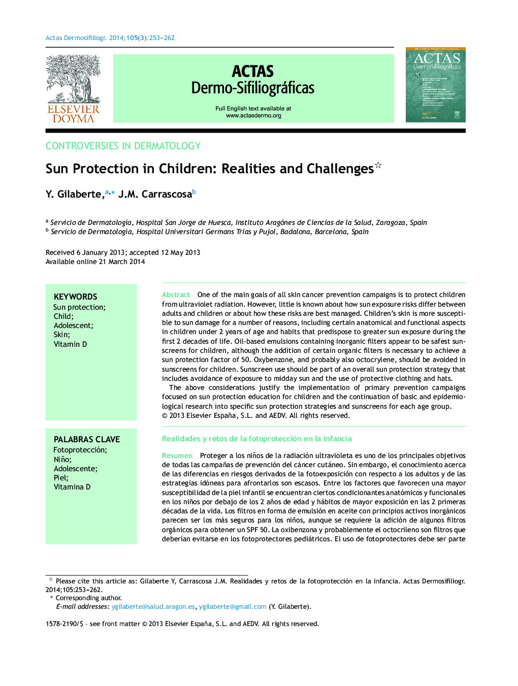 Sun Protection in Children: Realities and Challenges 