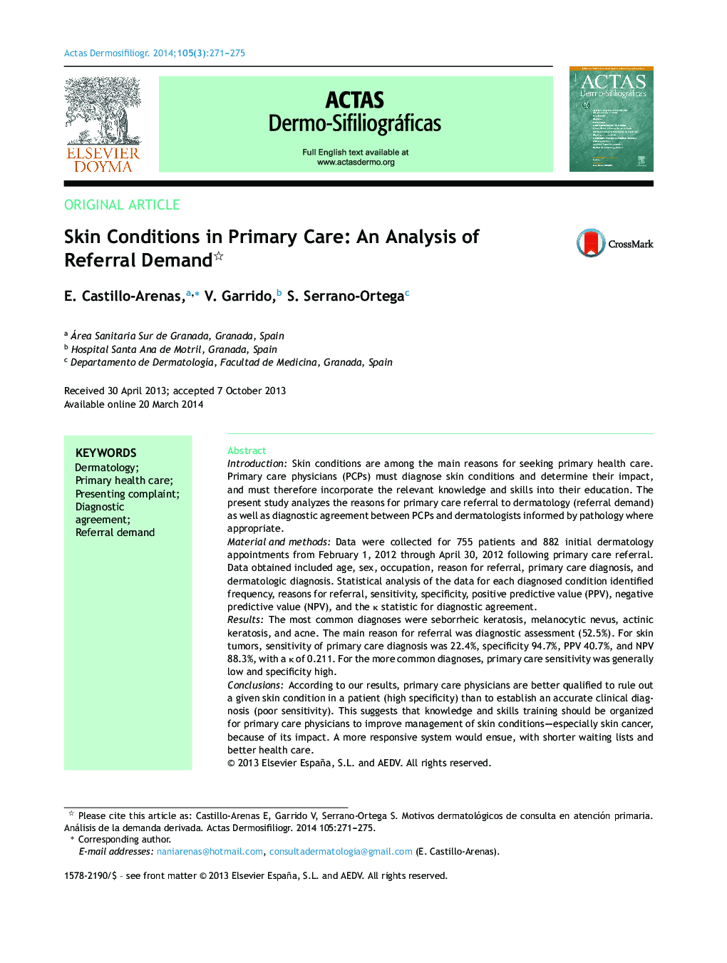 Skin Conditions in Primary Care: An Analysis of Referral Demand 