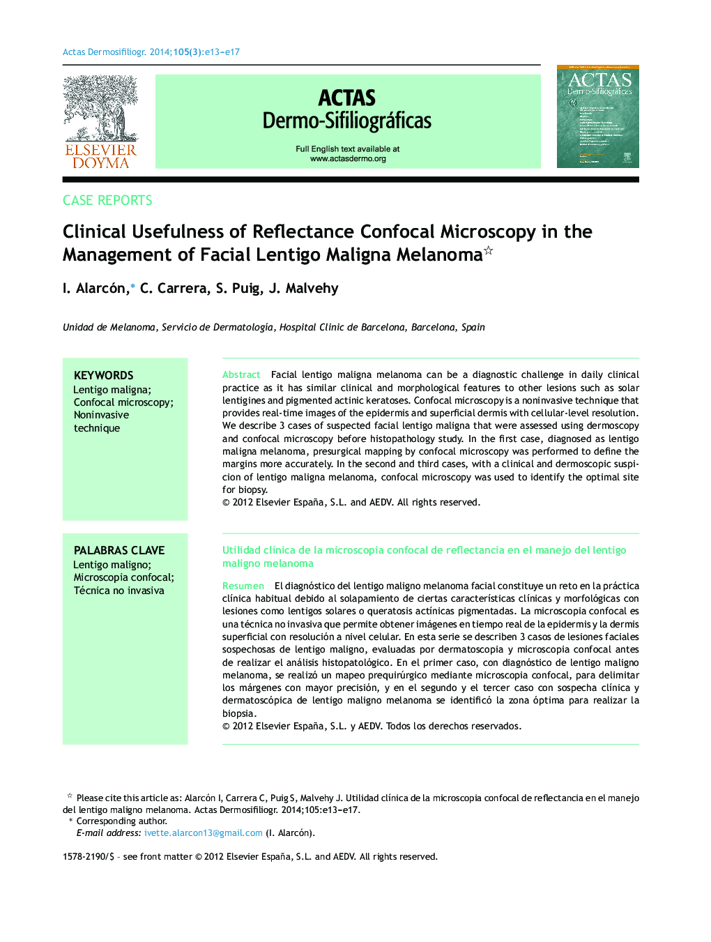 Clinical Usefulness of Reflectance Confocal Microscopy in the Management of Facial Lentigo Maligna Melanoma 