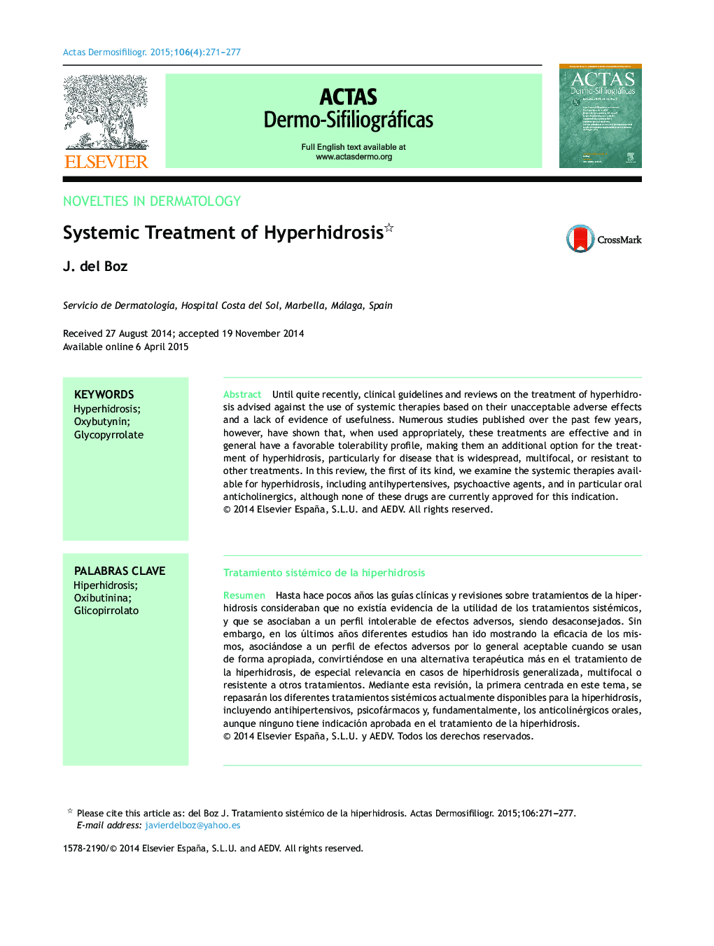 Systemic Treatment of Hyperhidrosis 