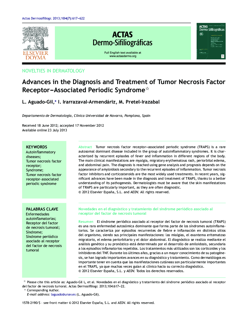 Advances in the Diagnosis and Treatment of Tumor Necrosis Factor Receptor-Associated Periodic Syndrome