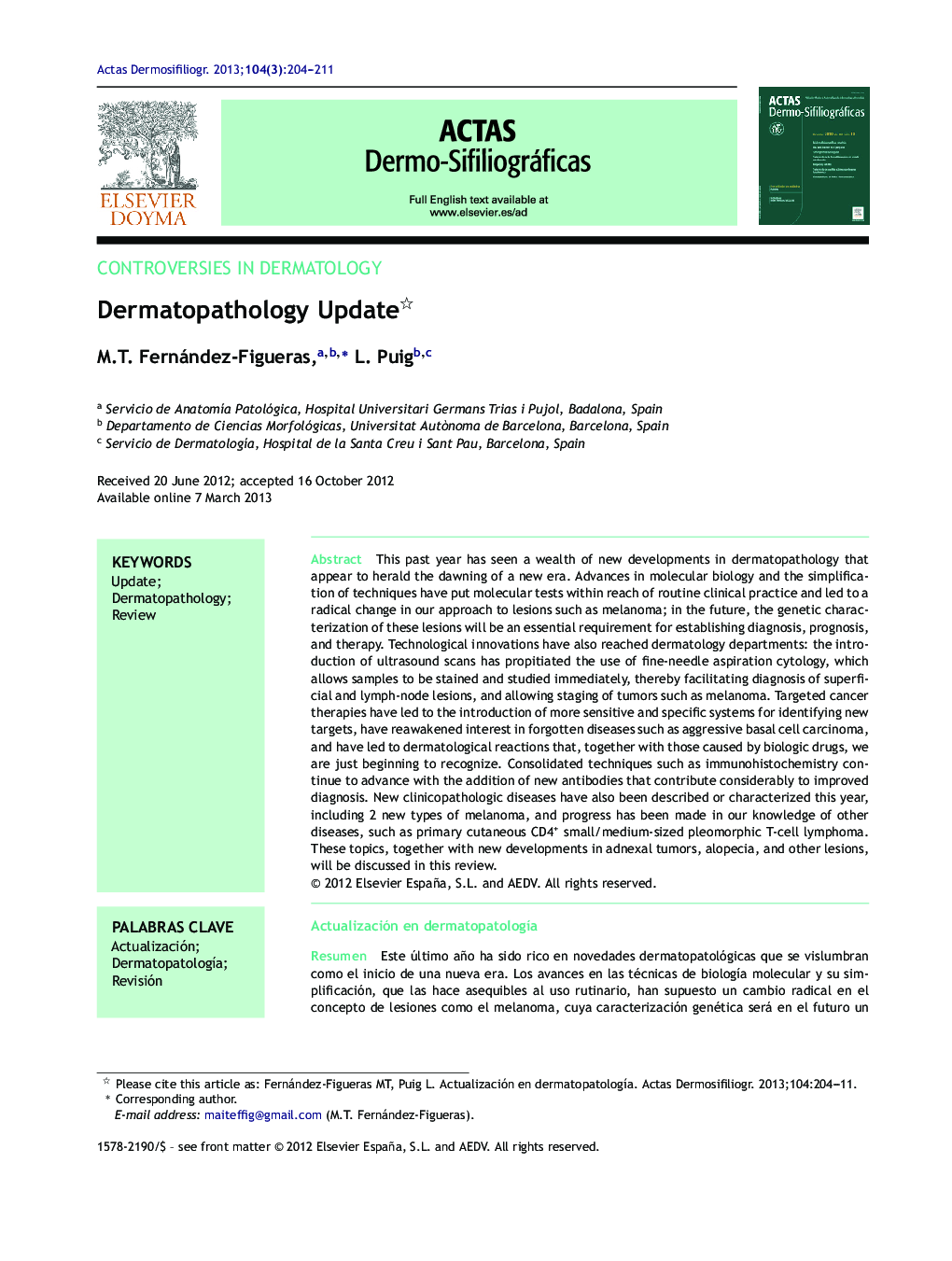 Dermatopathology Update 