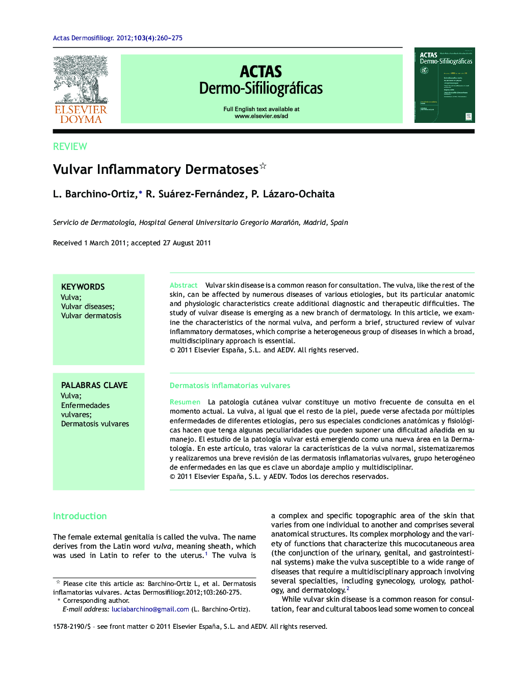 Vulvar Inflammatory Dermatoses 