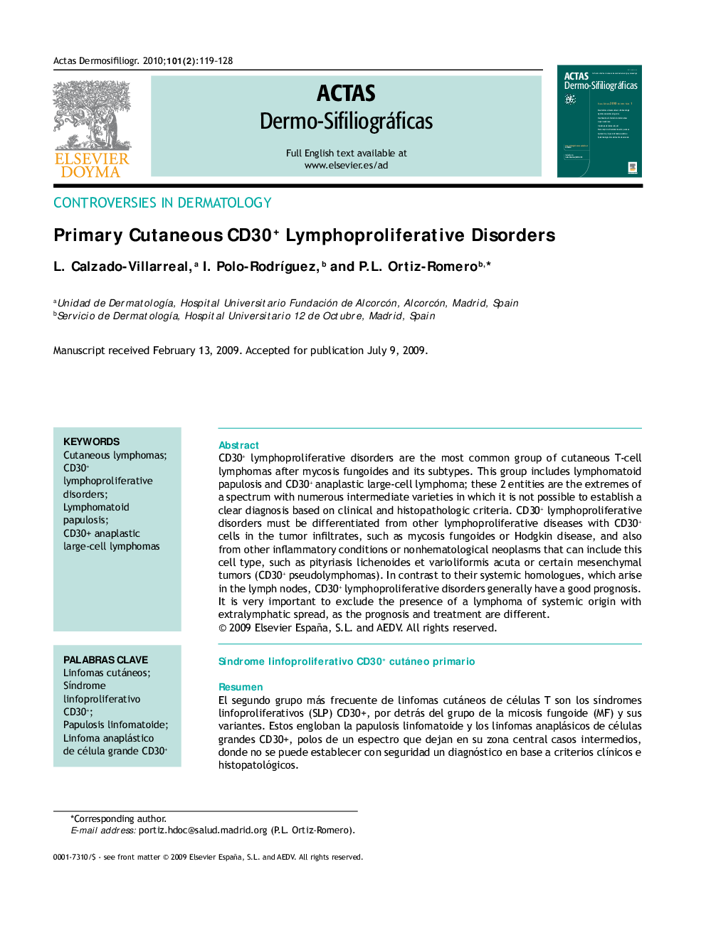 Primary Cutaneous CD30+ Lymphoproliferative Disorders