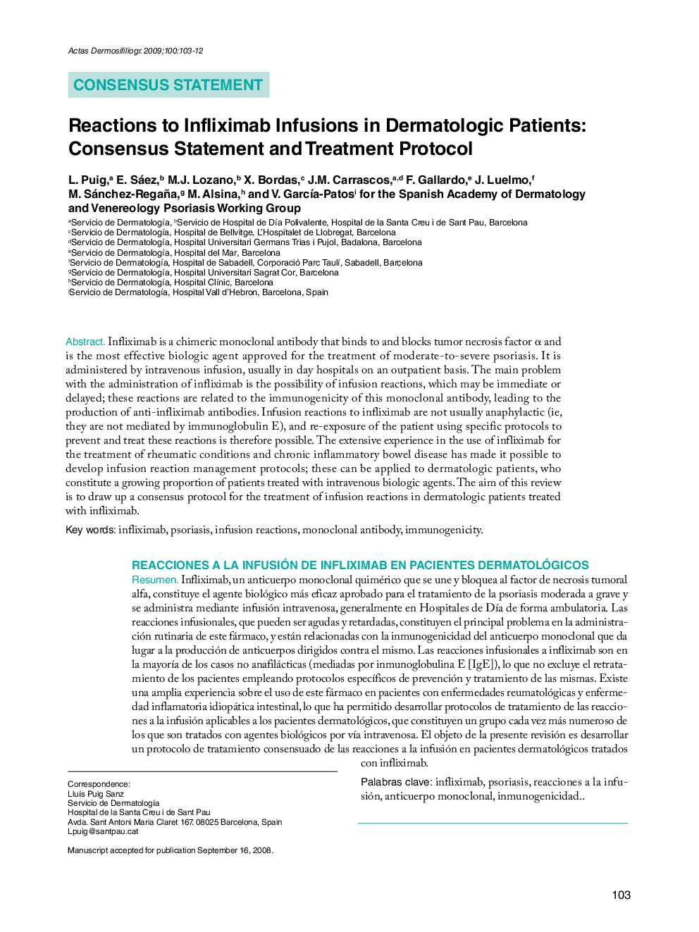 Reactions to Infliximab Infusions in Dermatologic Patients: Consensus Statement and Treatment Protocol