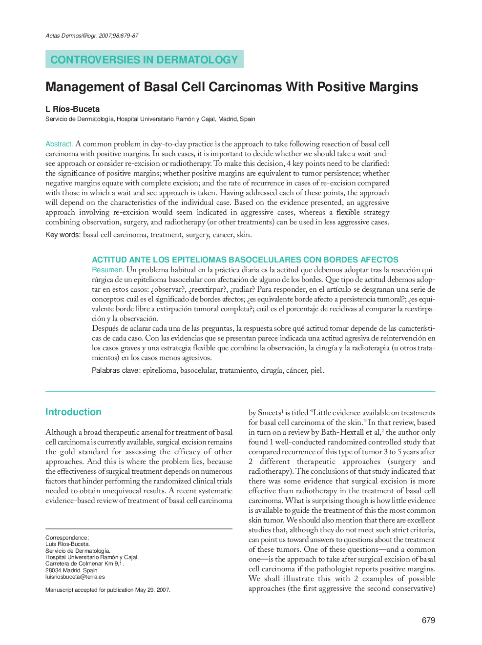 Management of Basal Cell Carcinomas With Positive Margins