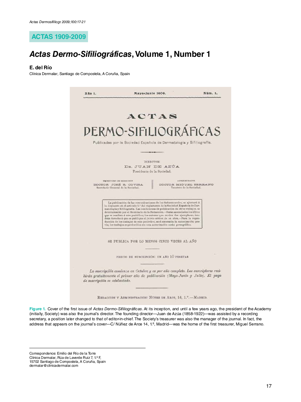 Actas Dermo-Sifiliográficas, Volume 1, Number 1