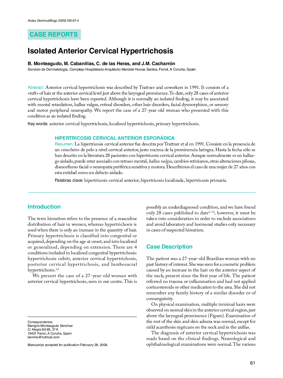 Isolated Anterior Cervical Hypertrichosis