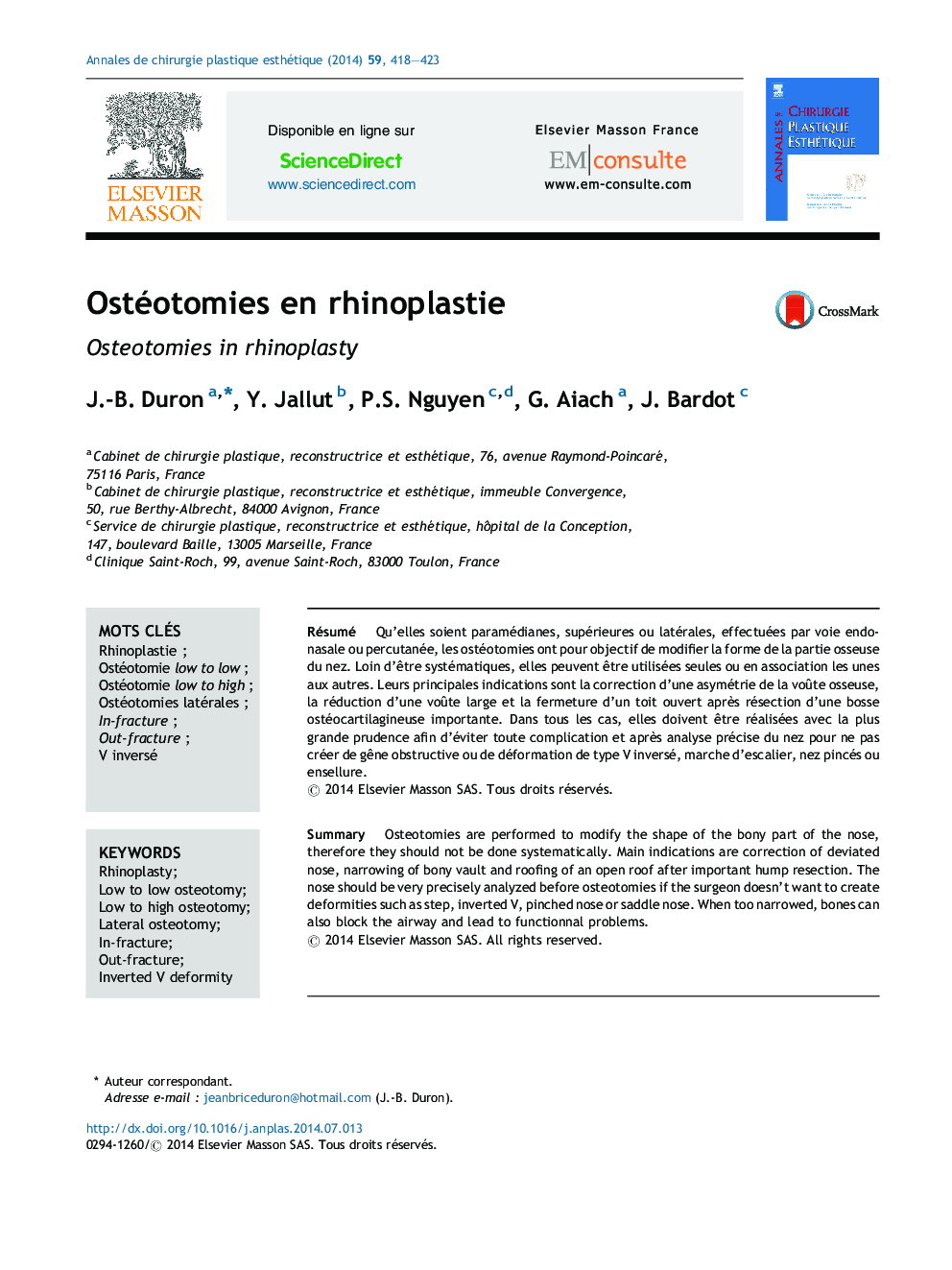 Ostéotomies en rhinoplastie