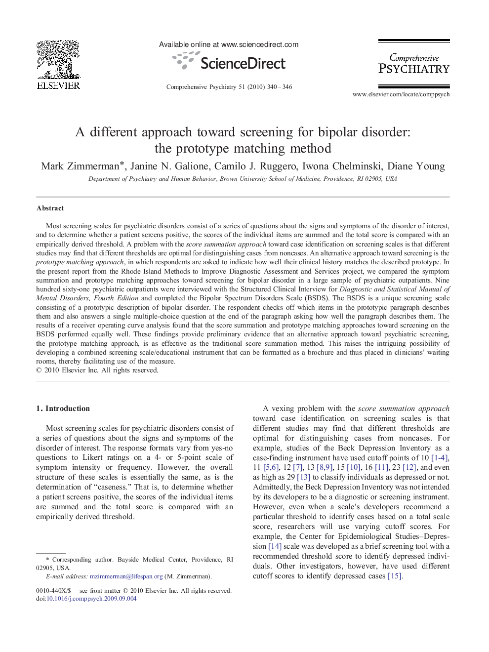 A different approach toward screening for bipolar disorder: the prototype matching method