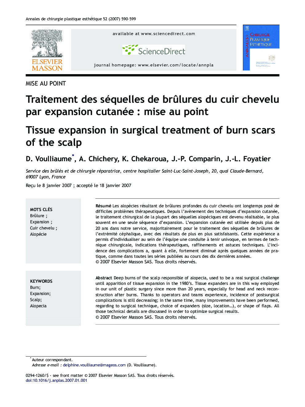 Traitement des séquelles de brûlures du cuir chevelu par expansion cutanée : mise au point