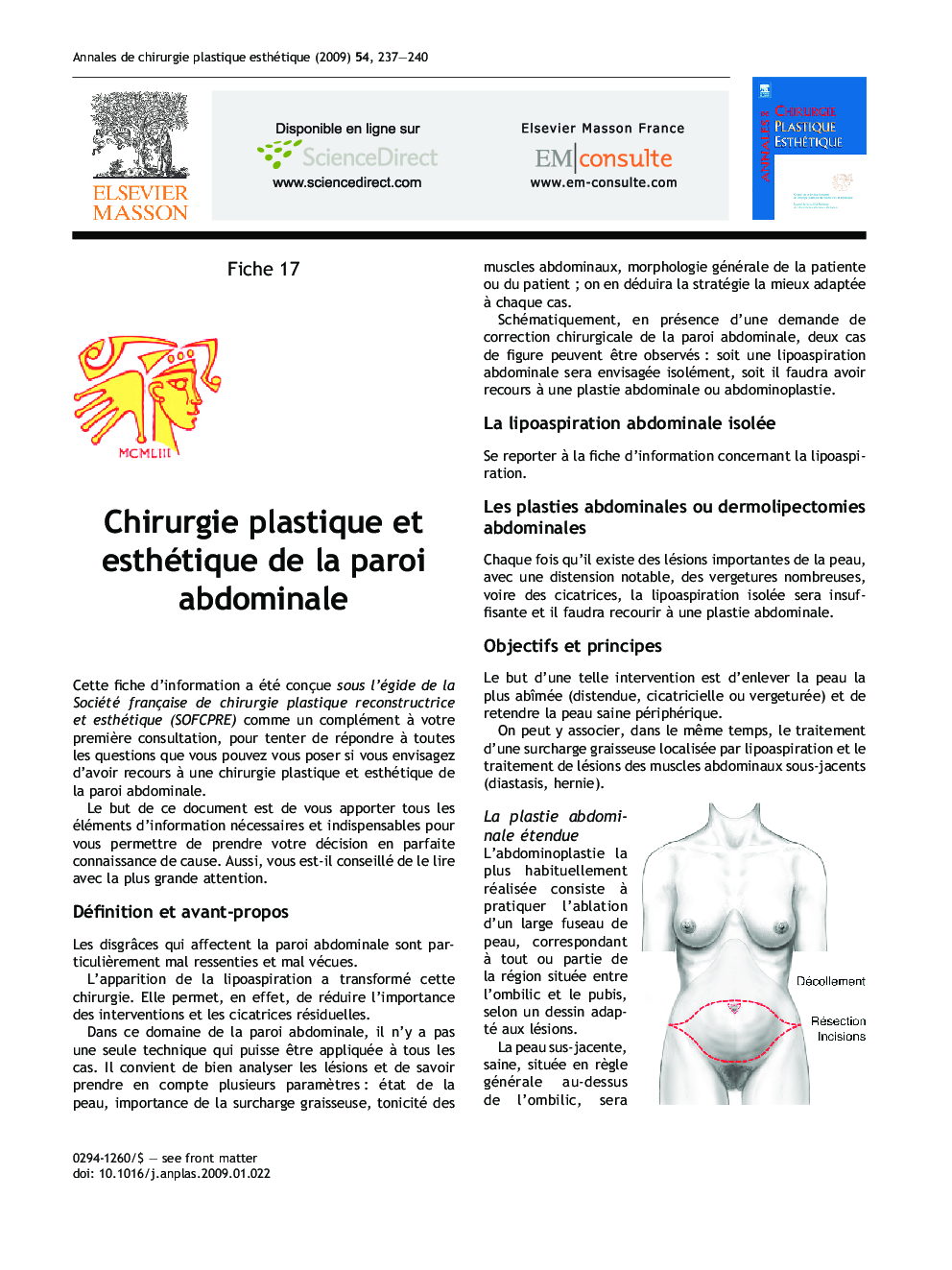 Chirurgie plastique et esthetique de la paroi abdominale