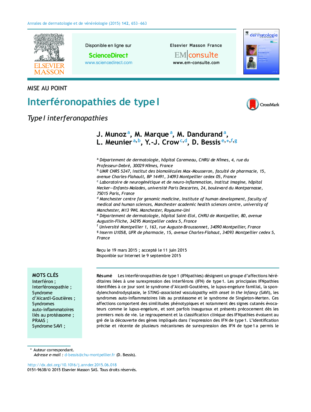 Interféronopathies de typeÂ I