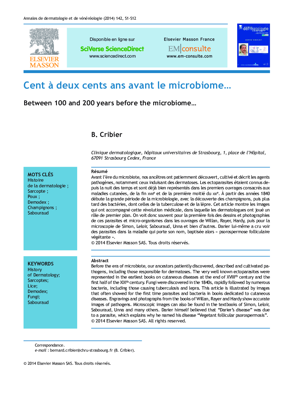 Cent Ã  deux cents ans avant le microbiomeâ¦