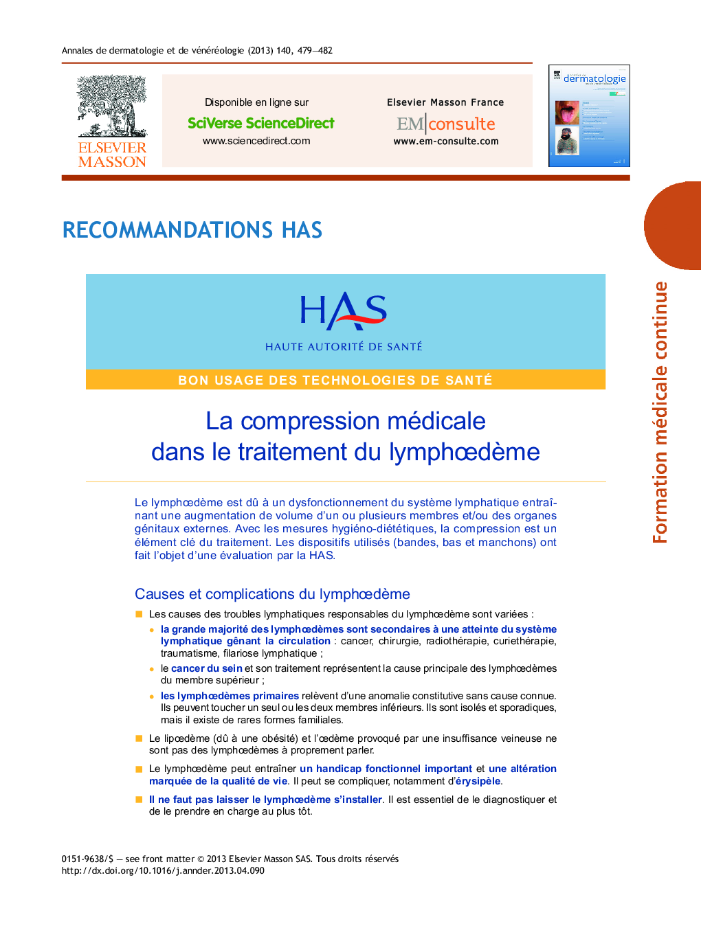 عکس صفحه اول مقاله: La compression médicale dans le traitement du lymphÅdème La compression médicale dans le traitement du lymphÅdème