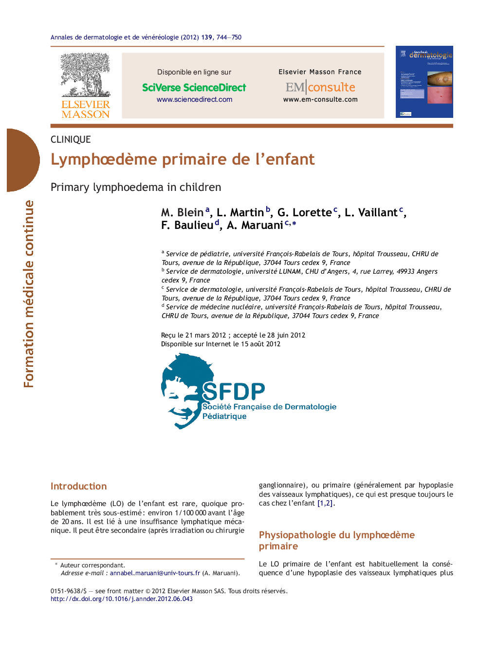 LymphÅdÃ¨me primaire de l'enfant